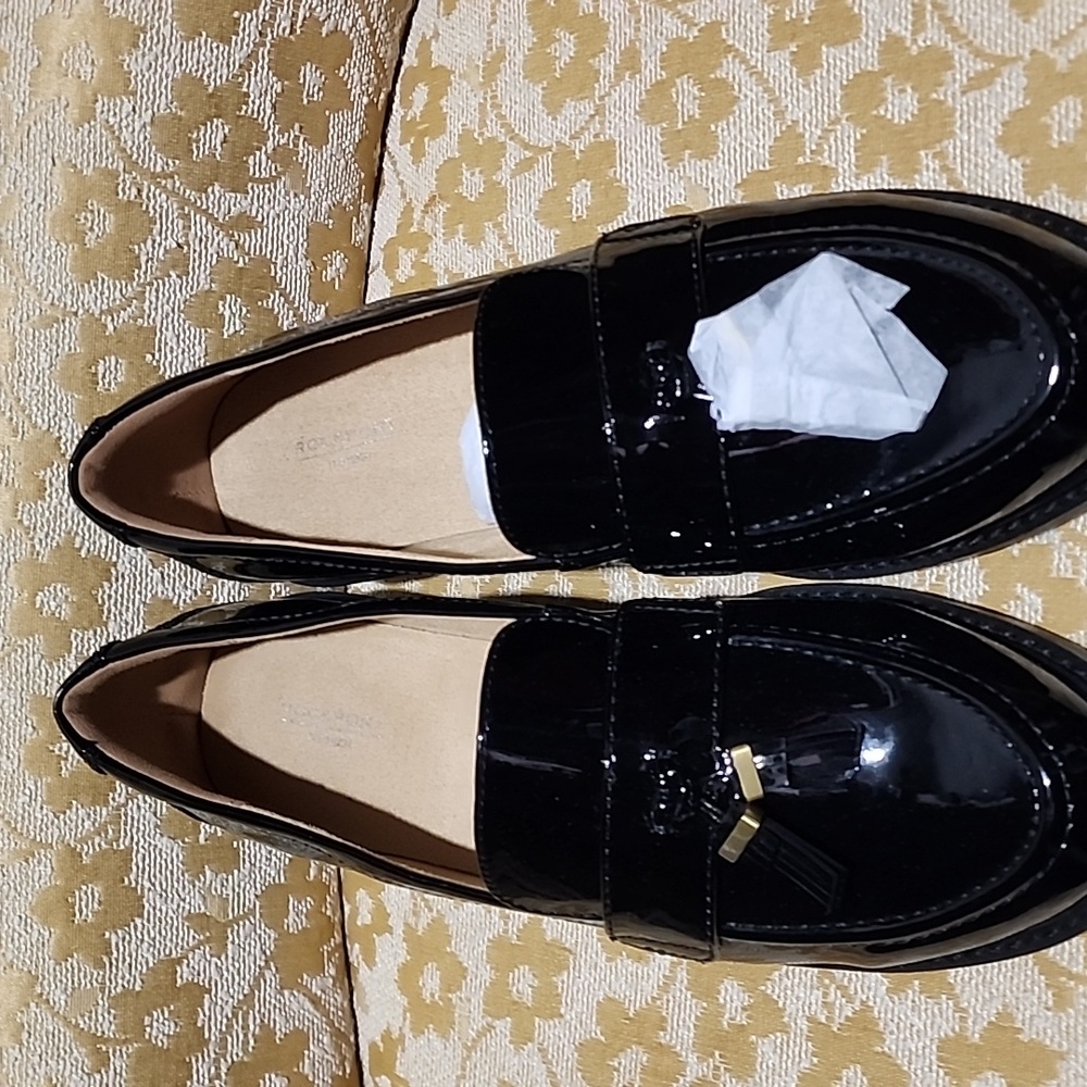 Rockport Women's Black Patent Leather Tassel Loafers